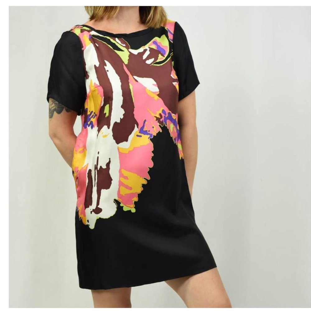 Tibi silk patterned shift dress Size 8